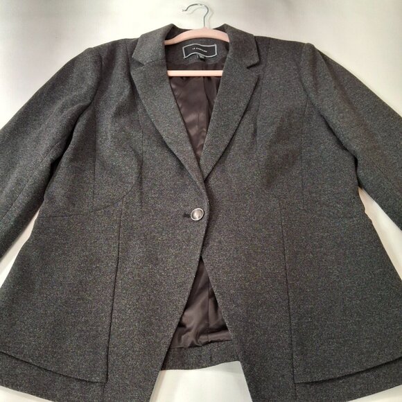 Womans Grey Business Career Suit Peplum Blazer Jacket Sz M Stretch Comfort - Picture 7 of 16